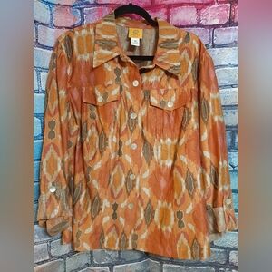 Ruby Rd. Woman Multicolor Button-Up Blouse With Mother Of Pearl Buttons 18W